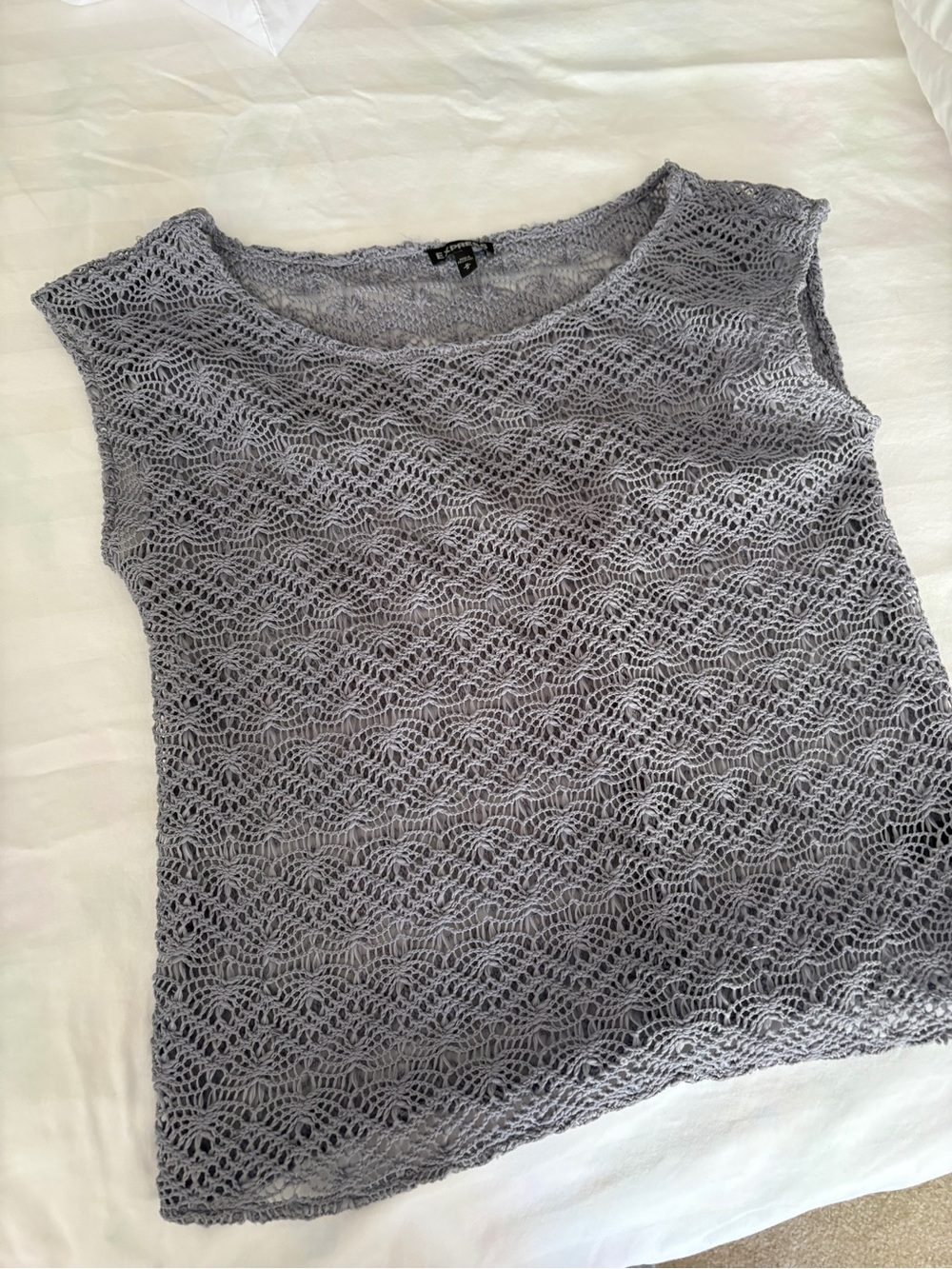 Express Grey Crochet Style Top Sz Medium